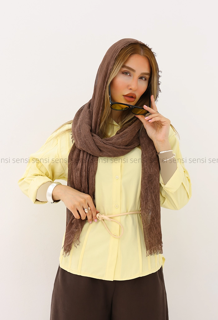 شومیز زنانه جلو پیله کمر بندی کد1005725